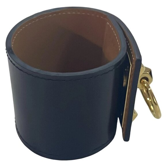 HERMES Crenault. - Black Gold Leather Hardware X Bracelet 566-070225 - Picture 3 of 4